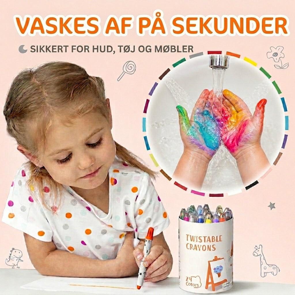 Crayloo - Silkebløde Vaskbare Farvestifter